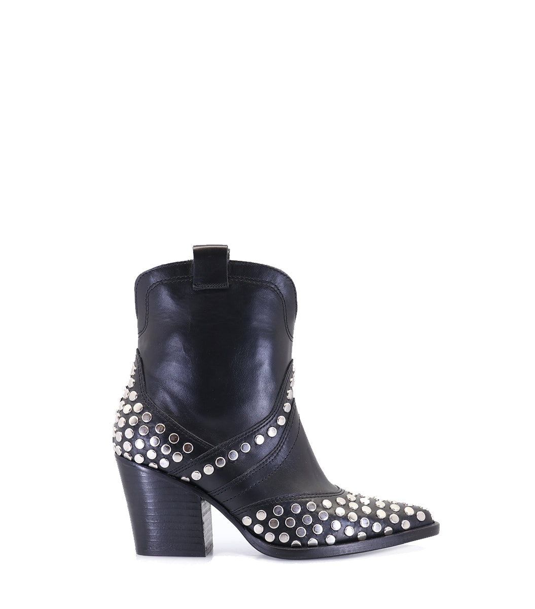 Studded Leather Ankle Booties Stelle