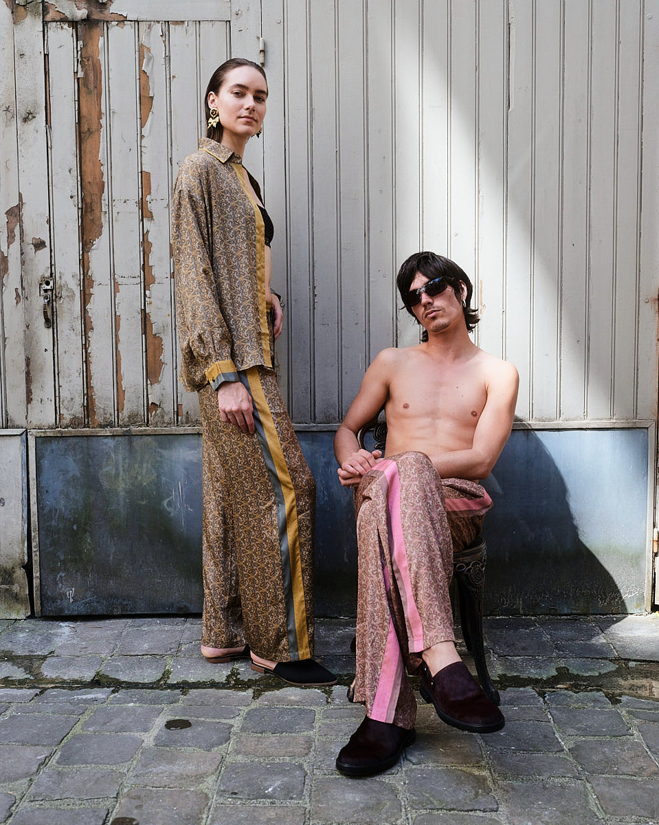 Paisley Motif Pant with Stripe