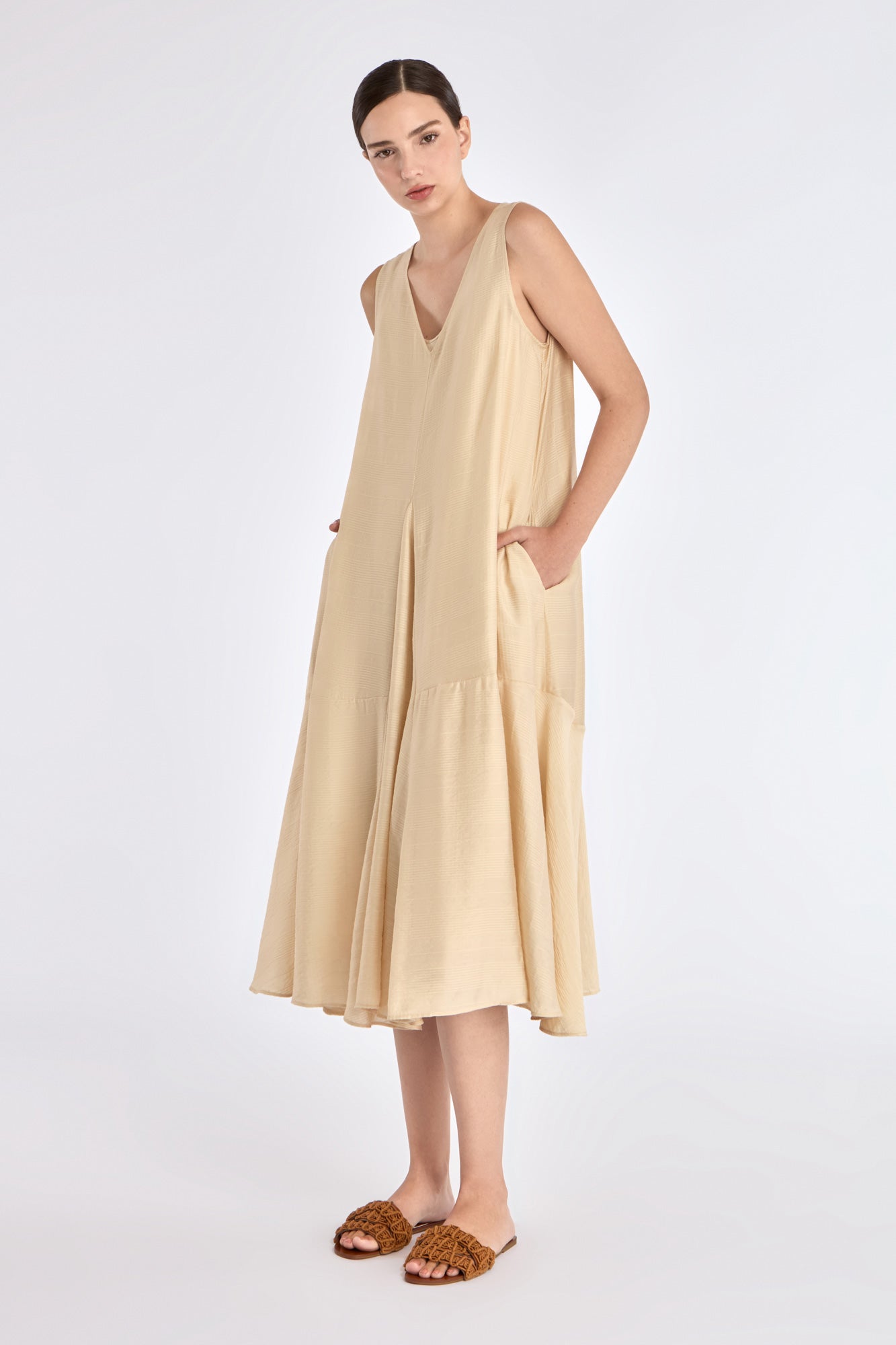 Lenox Godet Dress | Vanilla