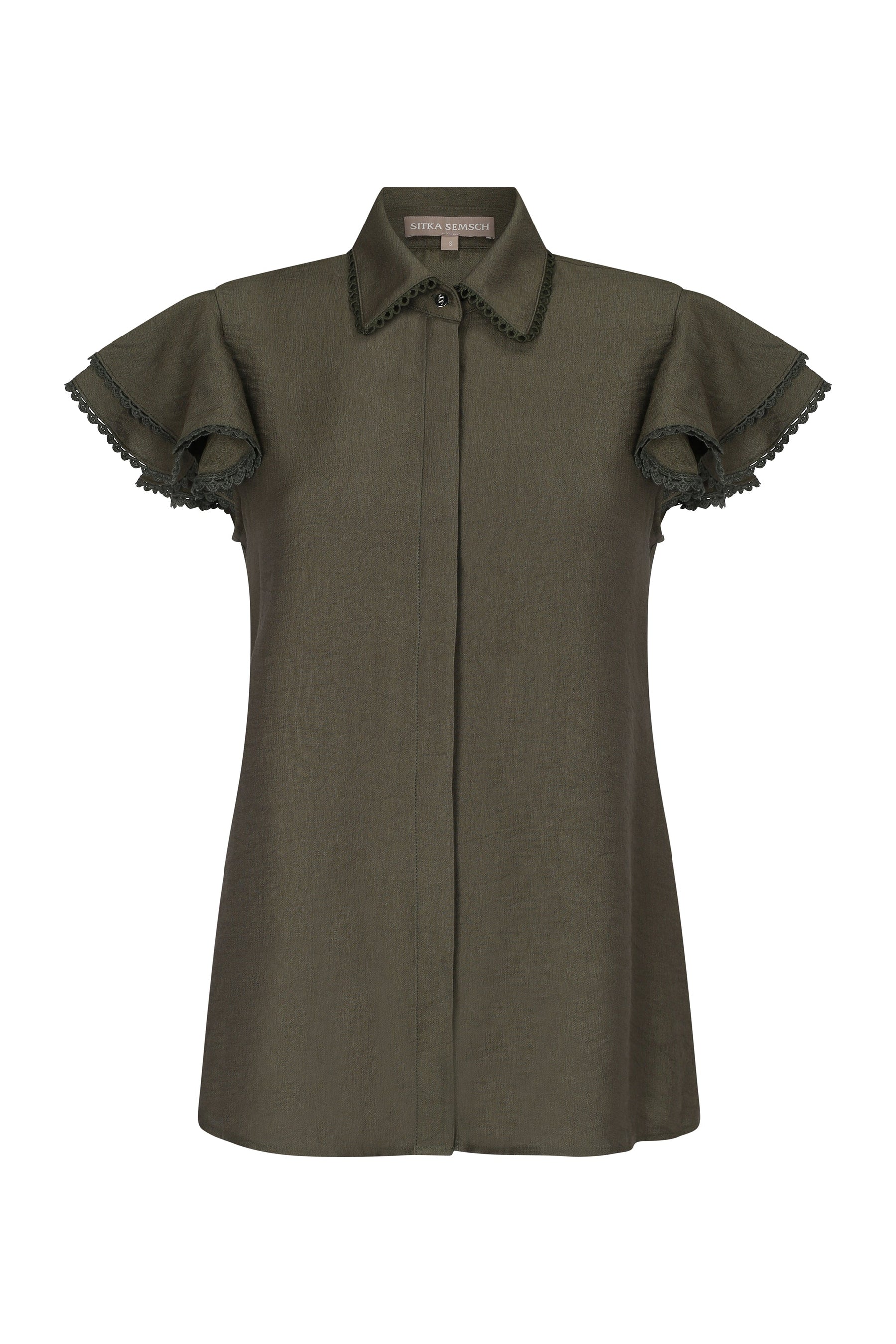 Clark Ruffle Sleeve Blouse | Olive
