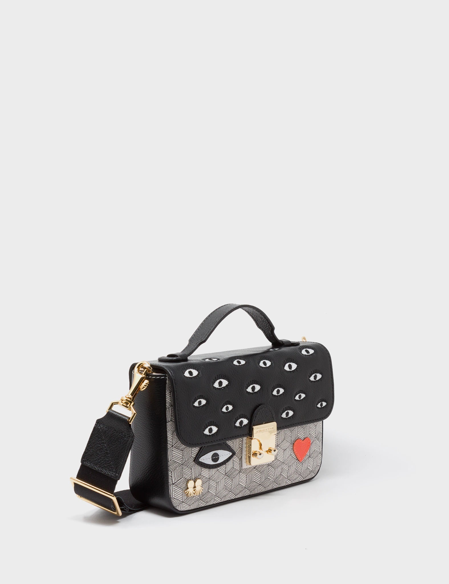 Amantis Leather Crossbody Mini Handbag - All Over Eyes Embroidery