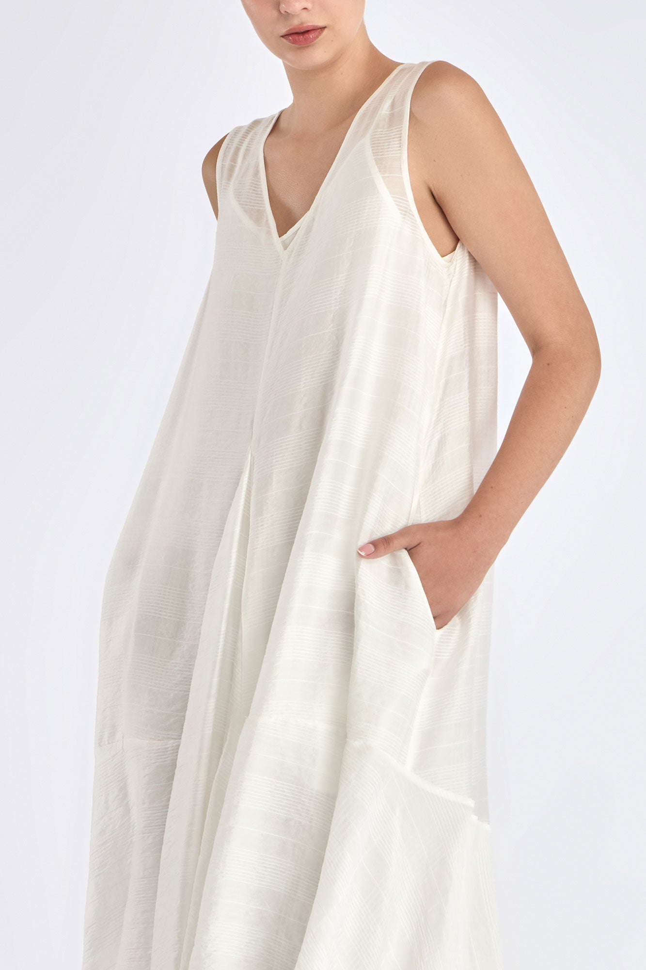 Lenox Godet Dress | Off White