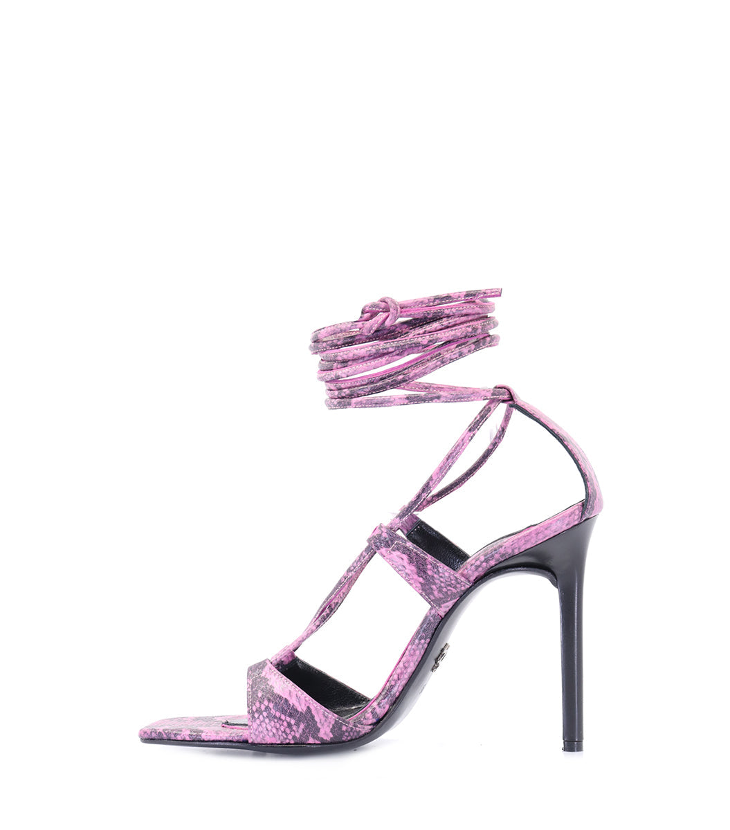 Glam Pink Reptile Heel Sandals gadot
