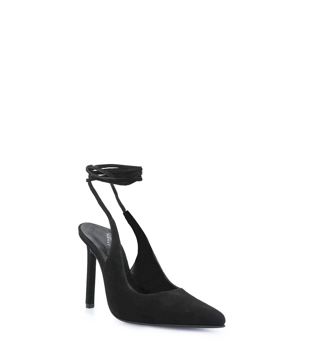 Sleek Black Suede Ankle Strap Heels Tale