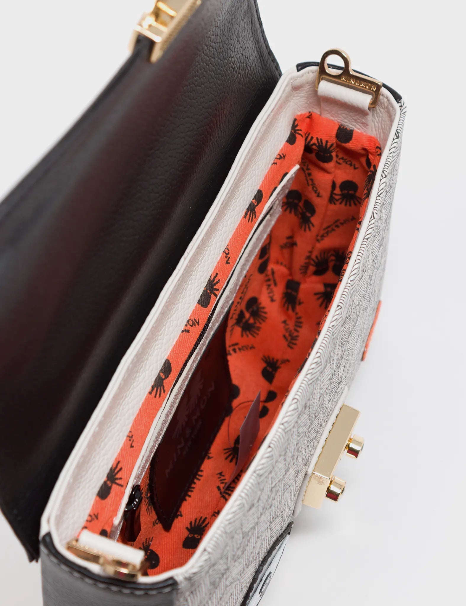 Amantis Leather Crossbody Mini Handbag - All Over Eyes Embroidery