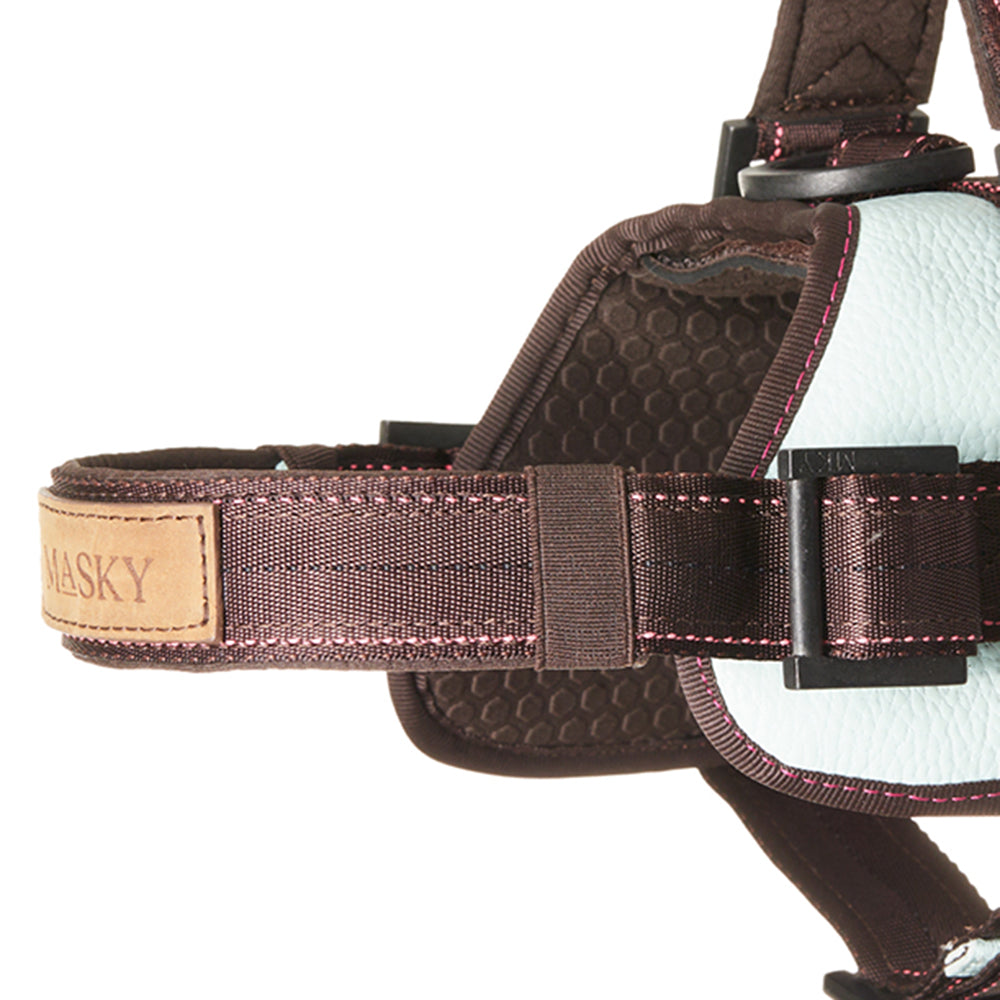 Premium Leather Anti-Choke Harness ~ Mint Green & Brown