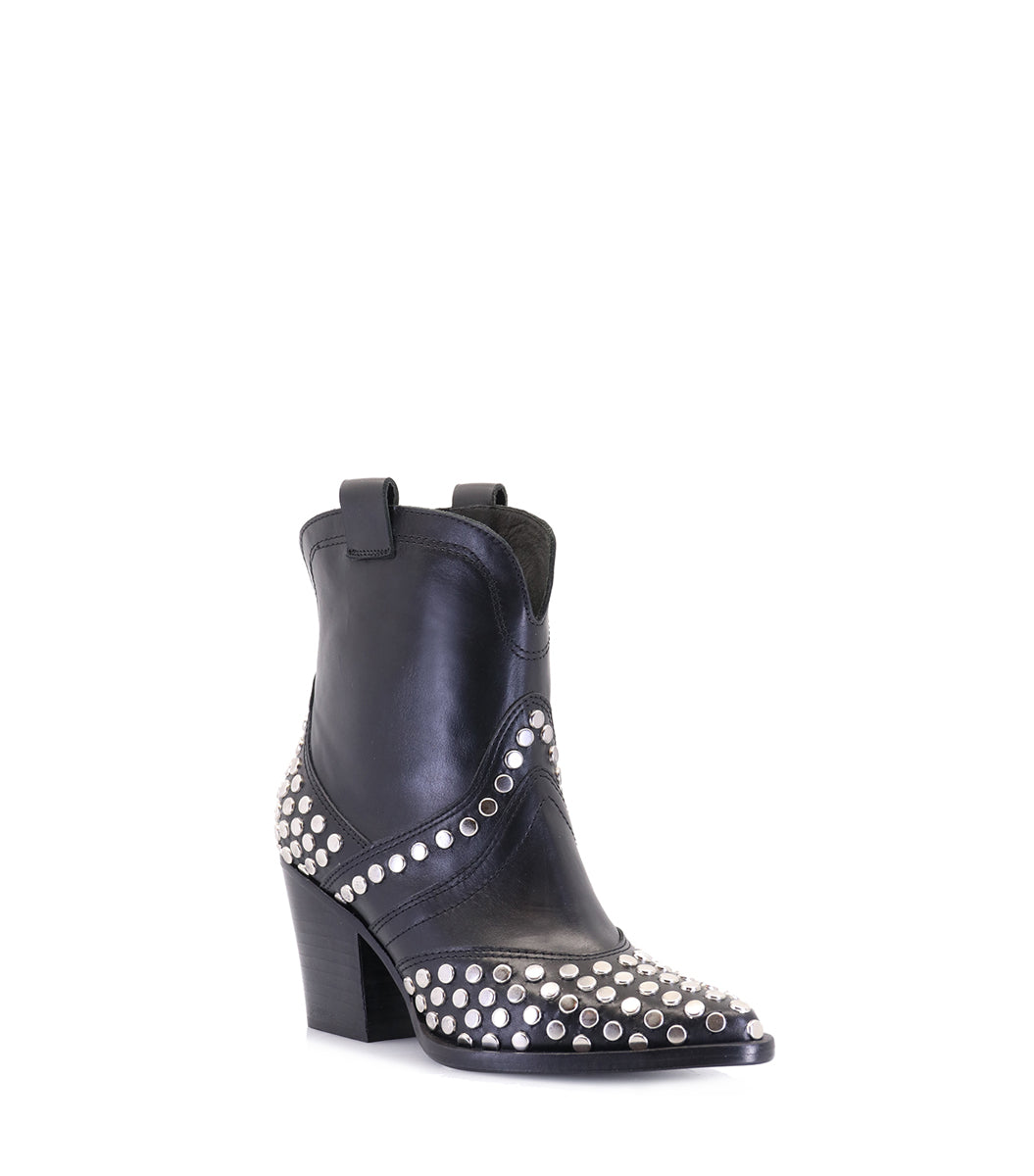 Studded Leather Ankle Booties Stelle