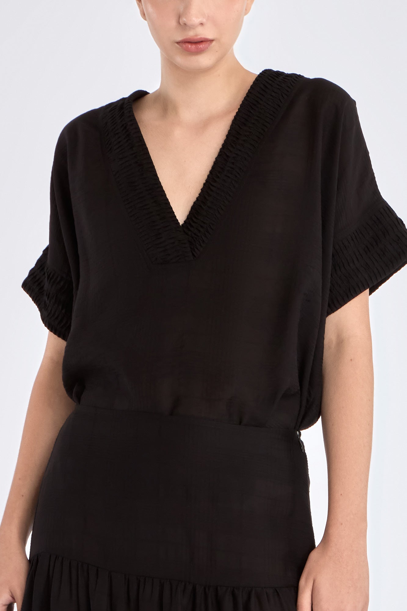 Ivy V-Neck Blouse | Black