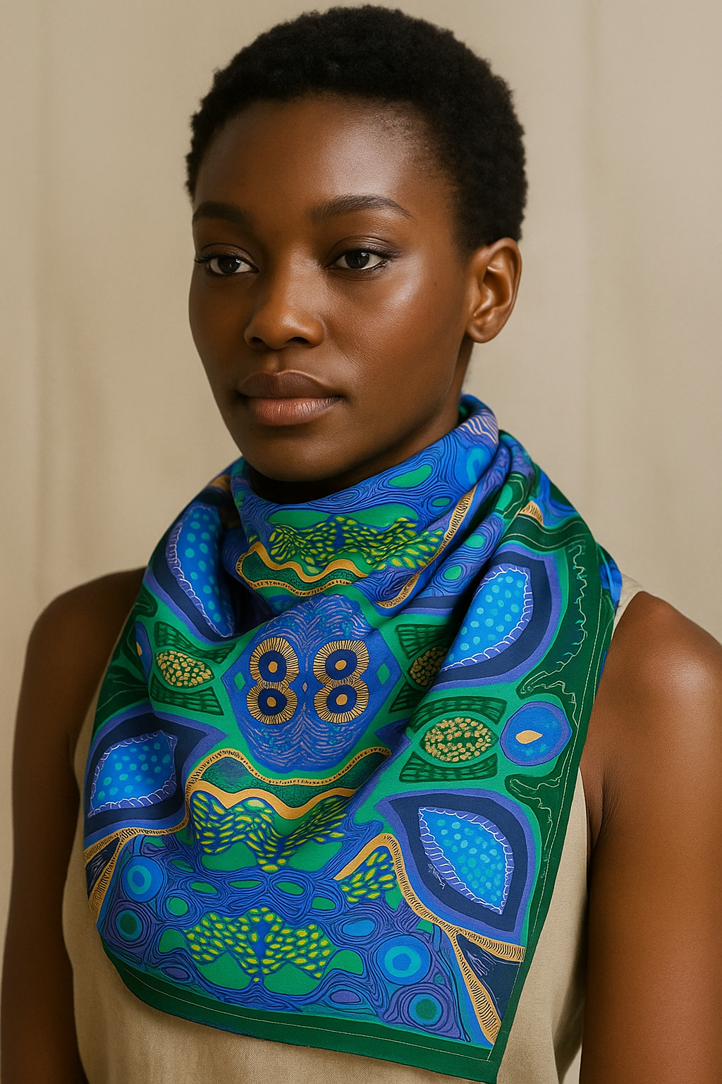 Matriarch Pattern Print Scarf | Blue