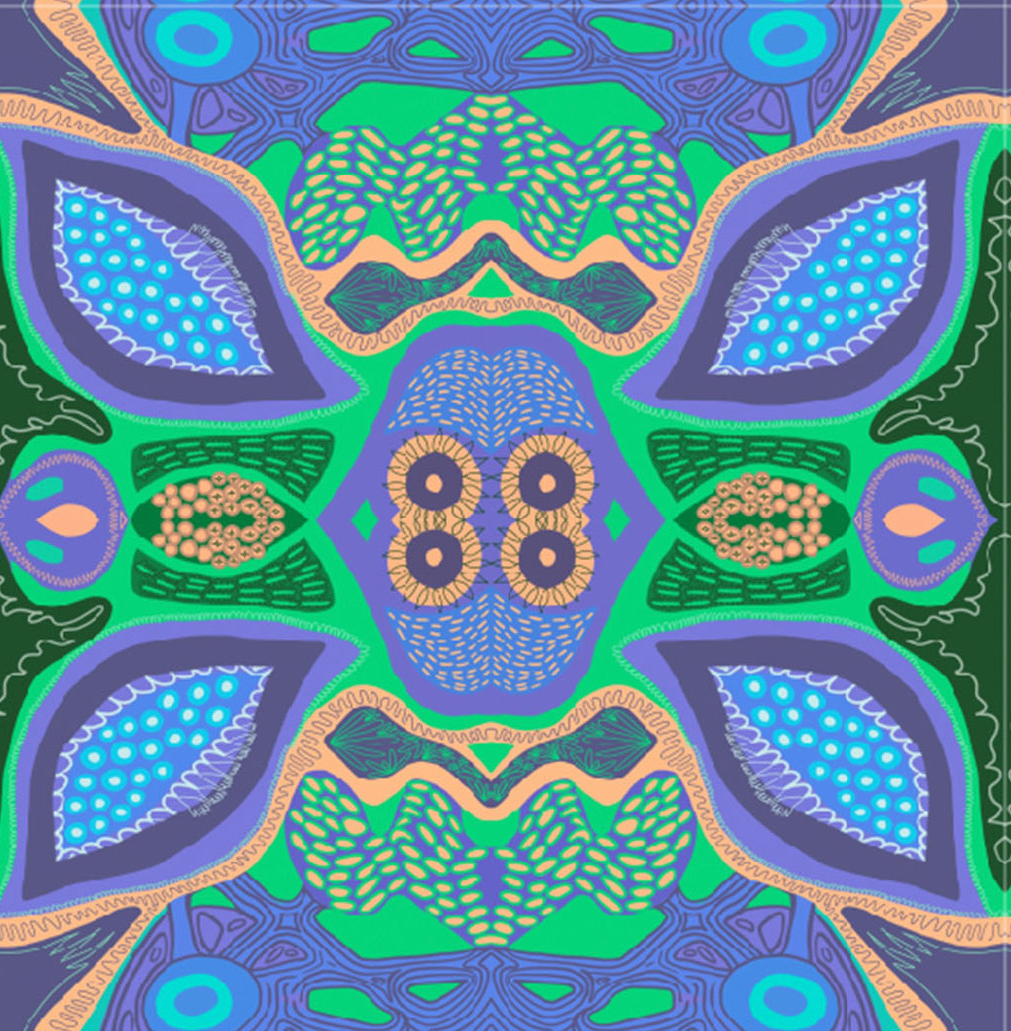 Matriarch Pattern Print Scarf | Blue