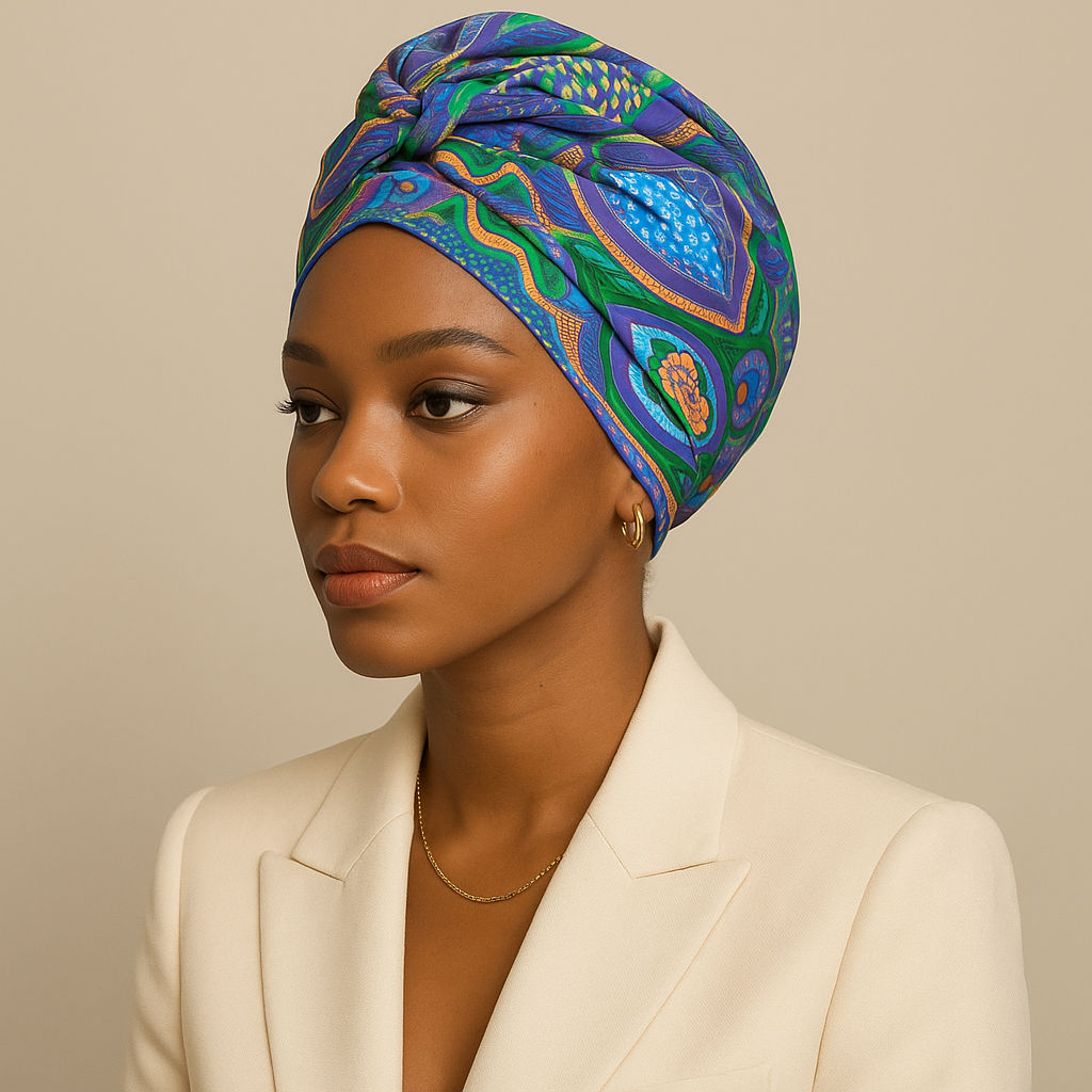 Matriarch Pattern Print Scarf | Blue