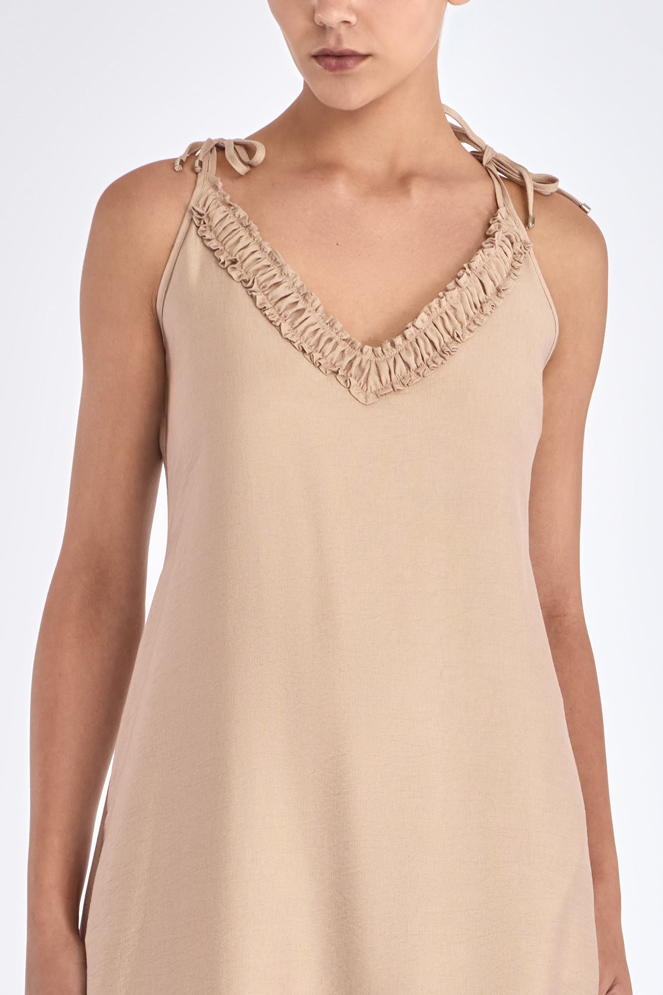 Blake Ruffle Detail Maxi Dress | Nude