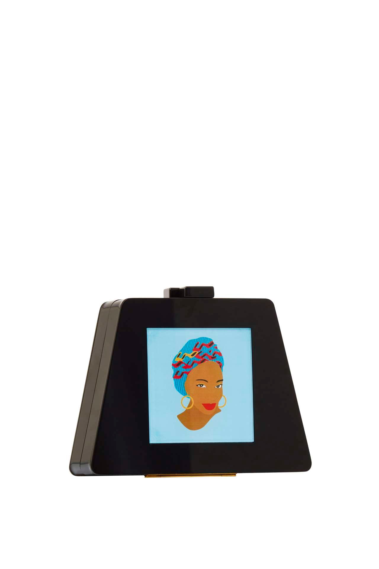 Molly - Acrylic Triangular Box Clutch w/strap