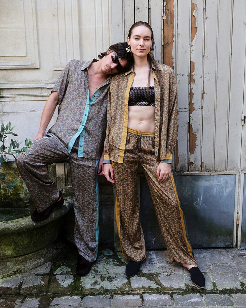 Paisley Motif Pant with Stripe