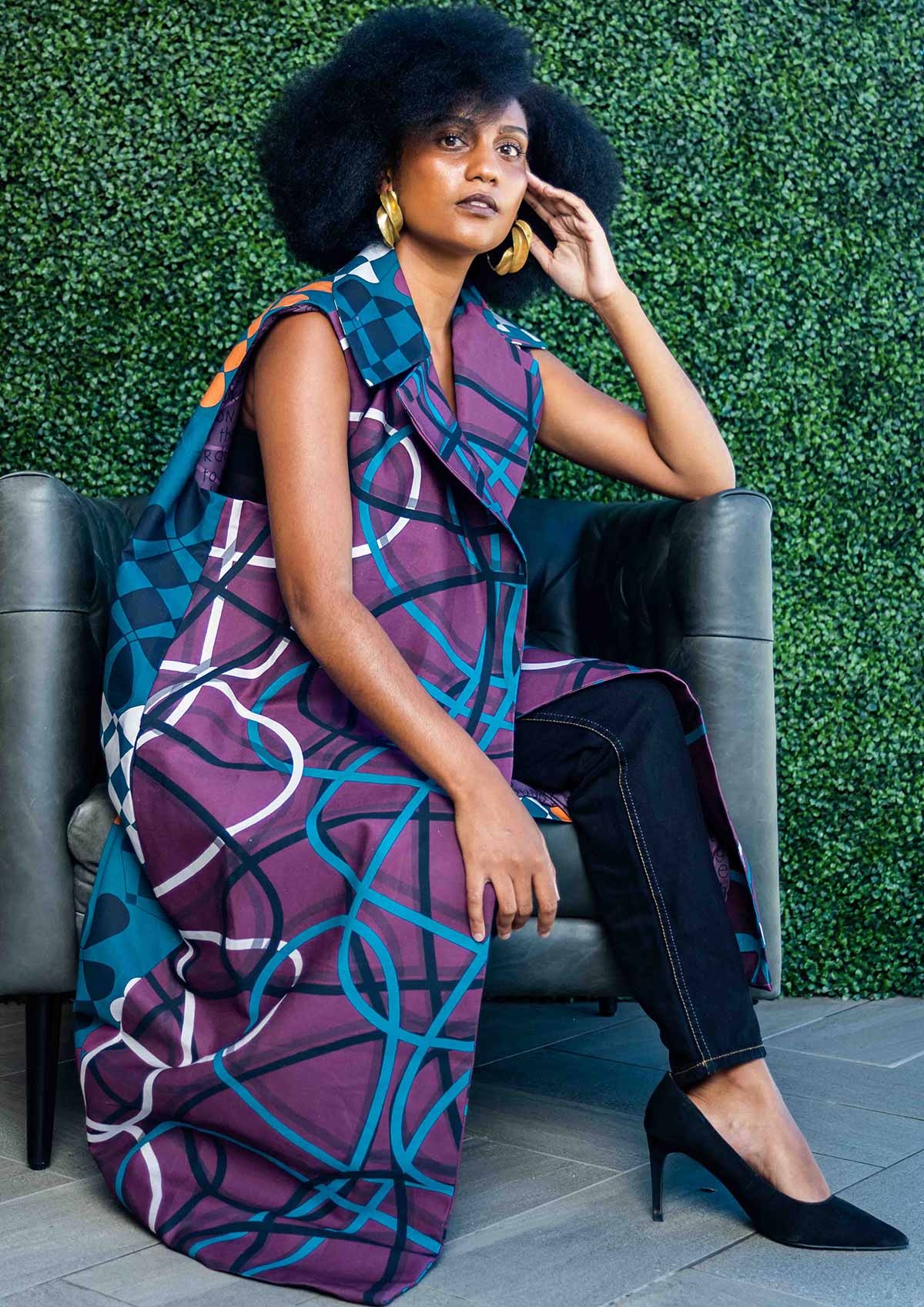 Sleeveless Coat | Arewa Print