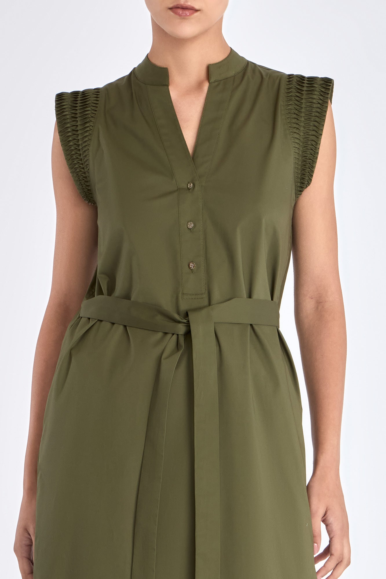 Maki Nehru Collar Dress | Olive