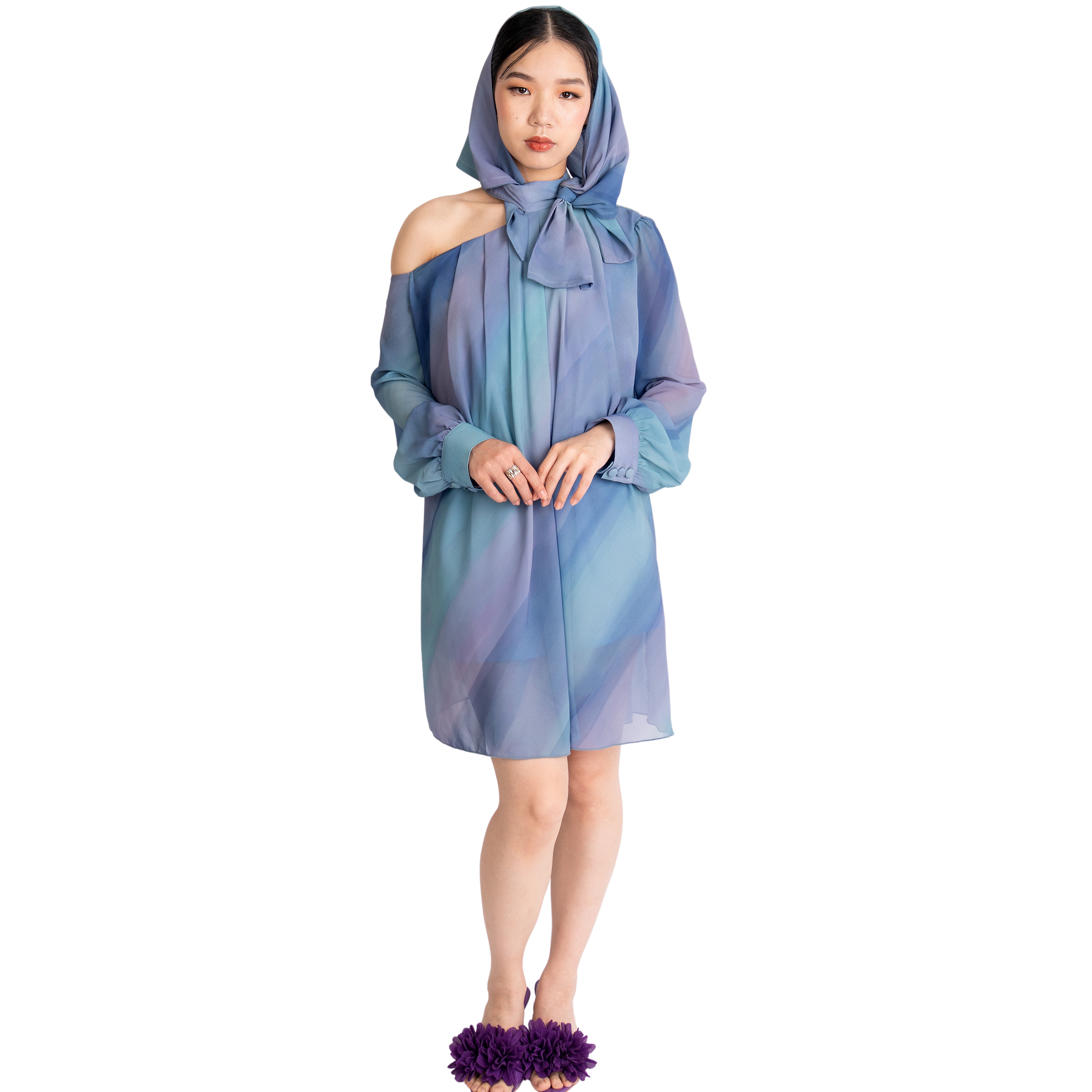 Bow Tie Printed Mini Dress