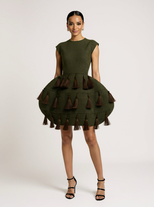 Nola Luxe Aso oke Tassel Dress