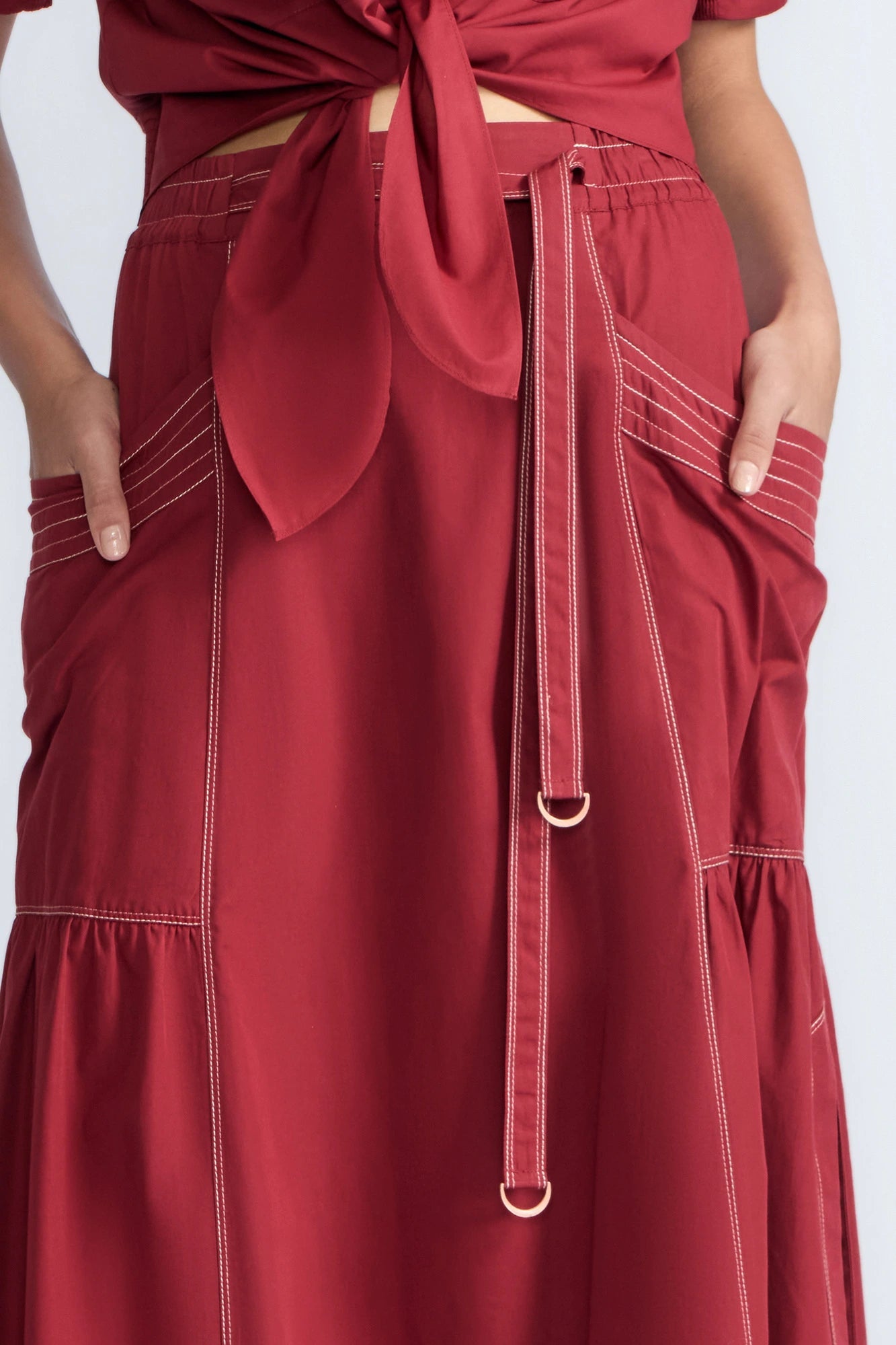 Milena Cotton Maxi Skirt | Wine