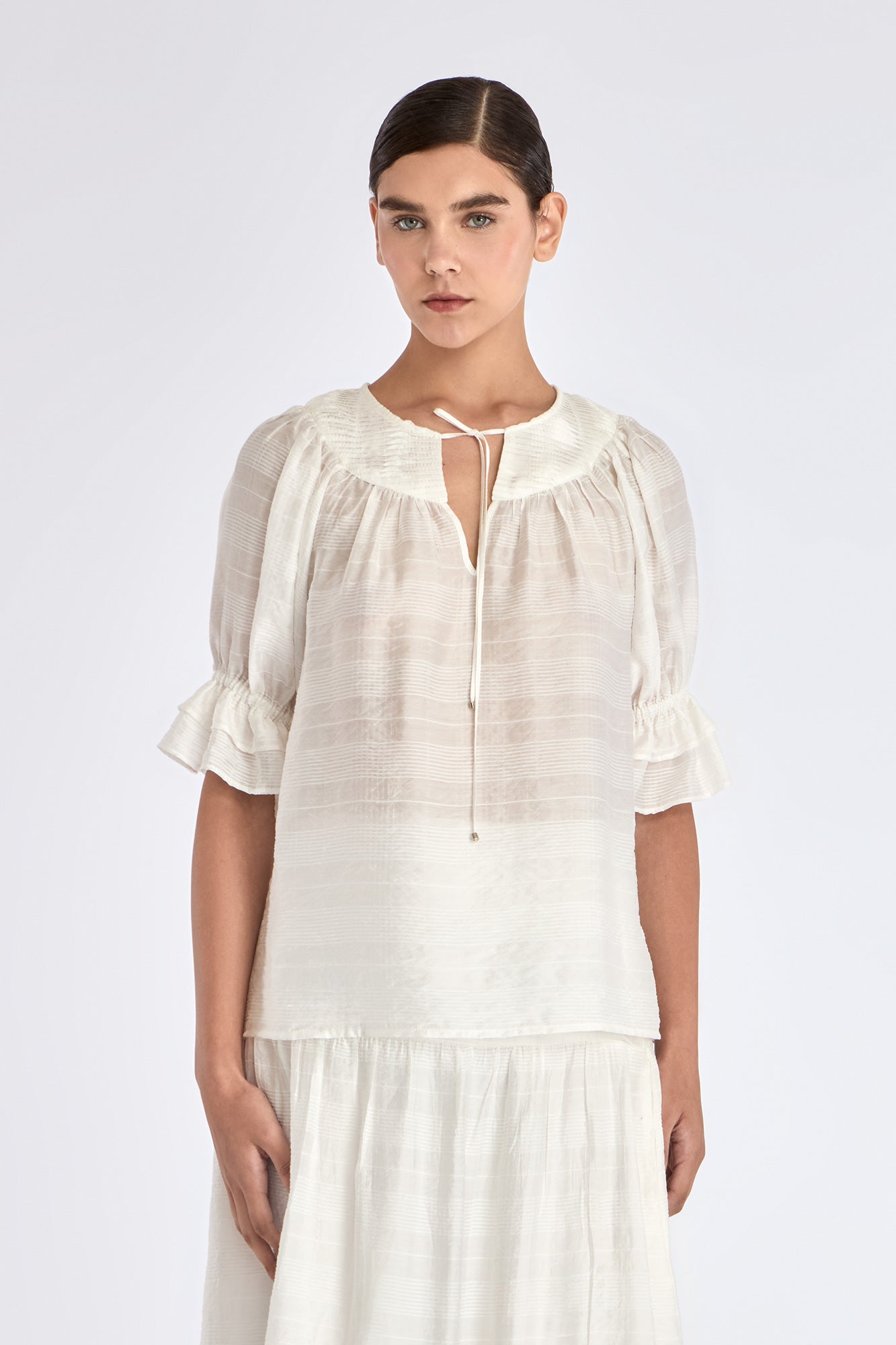 Lauren V-Slit Blouse | Off White