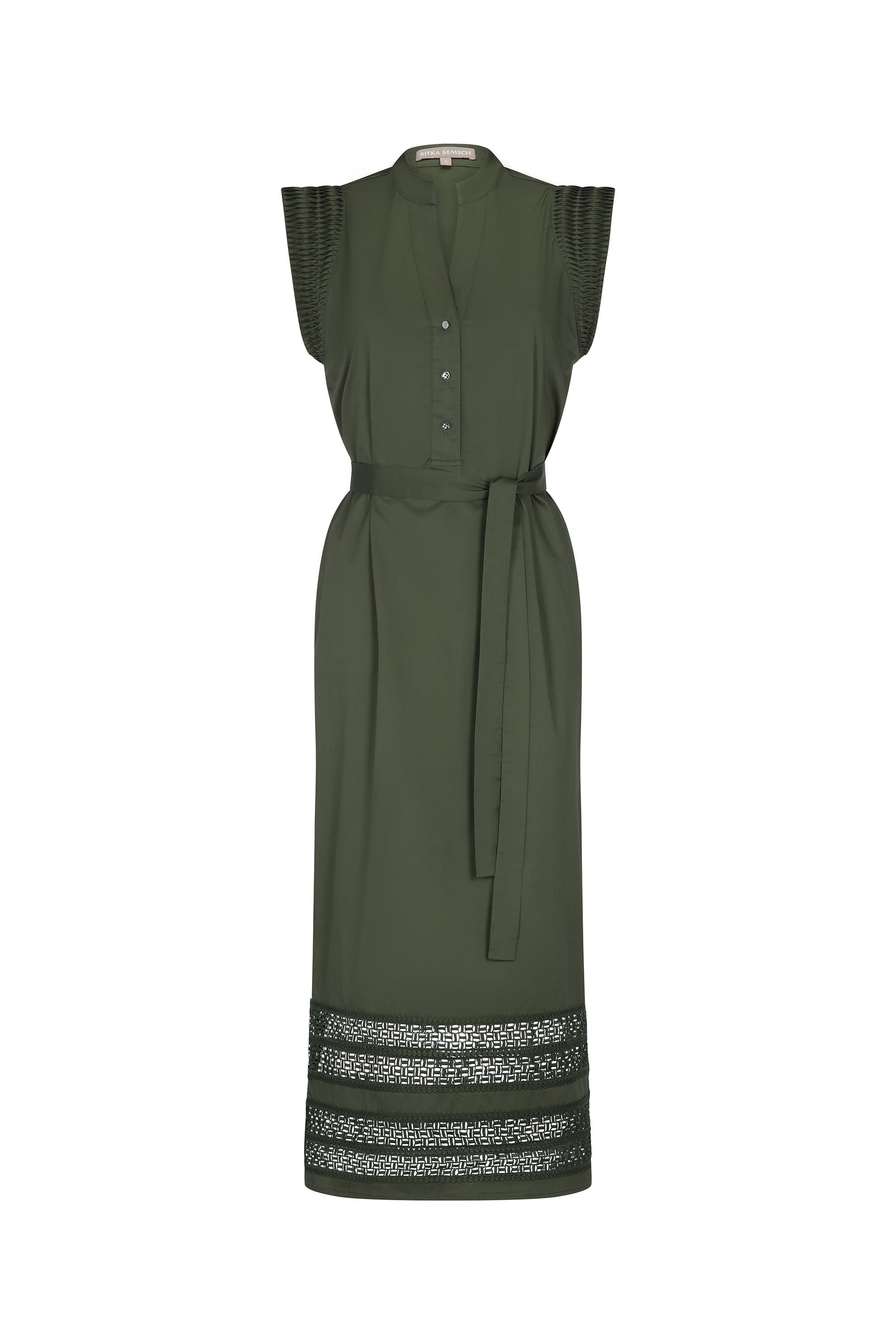 Maki Nehru Collar Dress | Olive