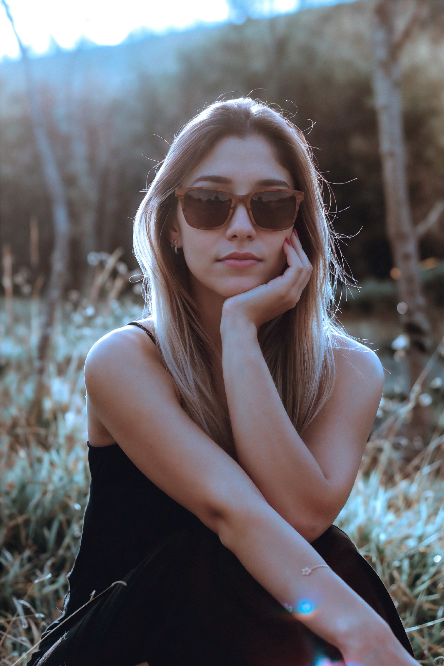 Rectangle Canelo Wood Sunglasses - INTI