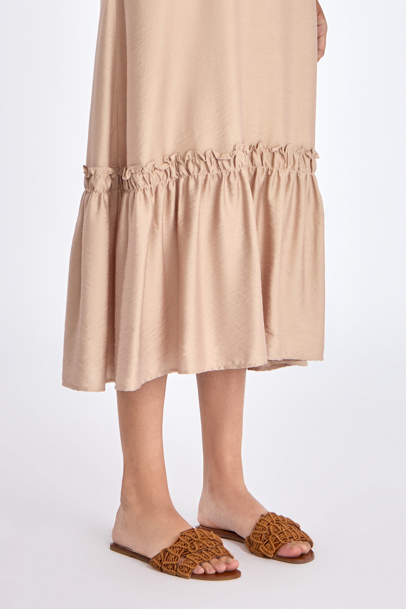Blake Ruffle Detail Maxi Dress | Nude