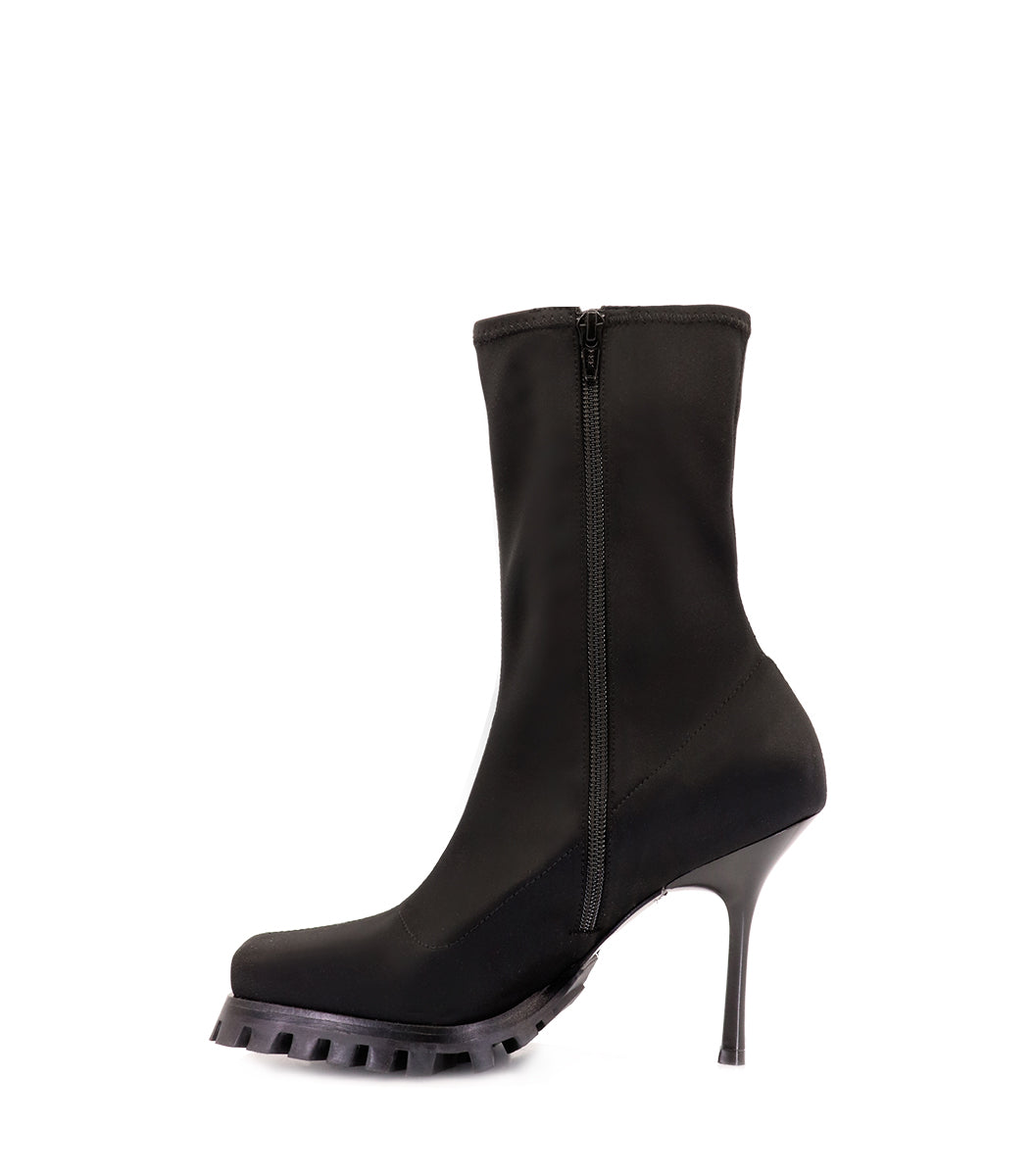 Sleek Black High-Top Booties Mullet
