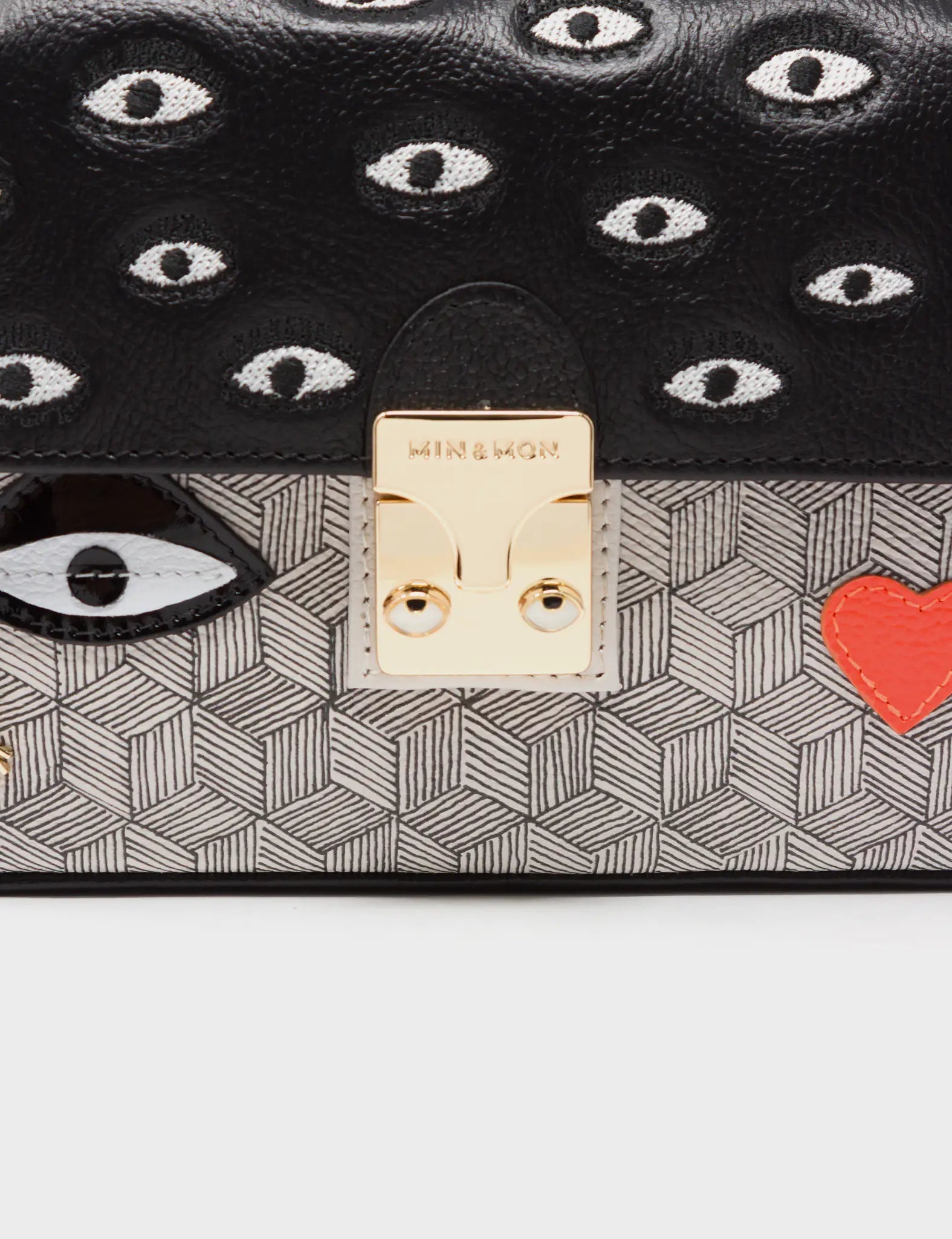 Amantis Leather Crossbody Mini Handbag - All Over Eyes Embroidery