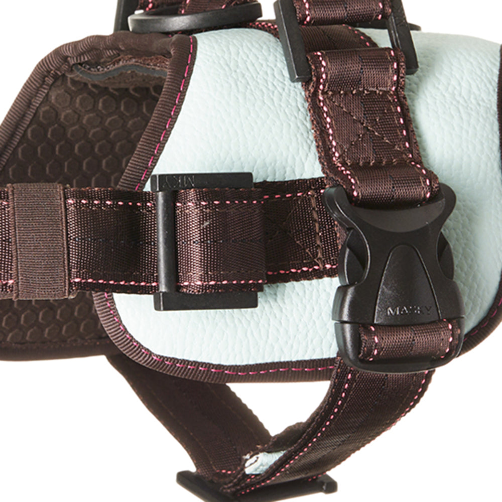 Premium Leather Anti-Choke Harness ~ Mint Green & Brown
