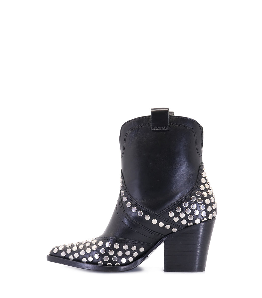 Studded Leather Ankle Booties Stelle