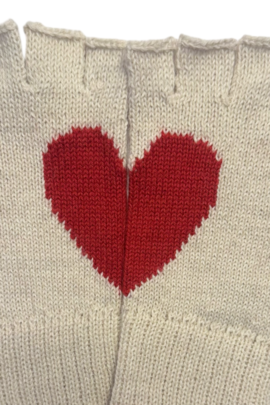 Heart fingerless alpaca gloves