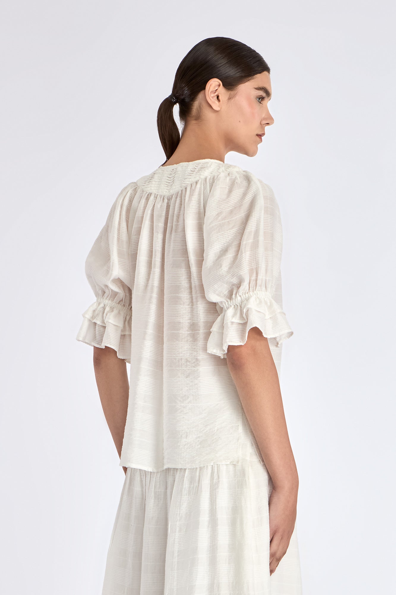 Lauren V-Slit Blouse | Off White