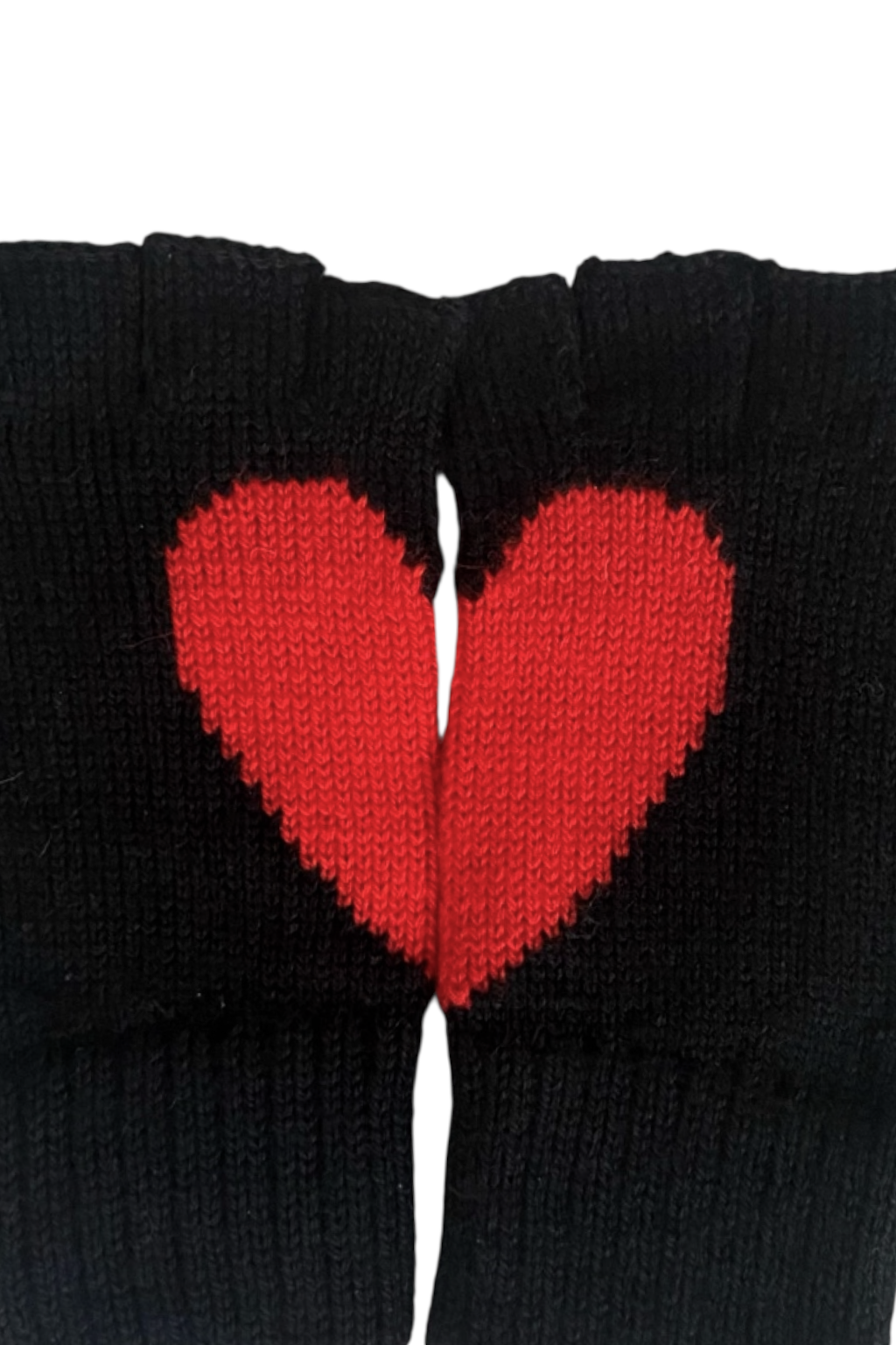 Heart fingerless alpaca gloves