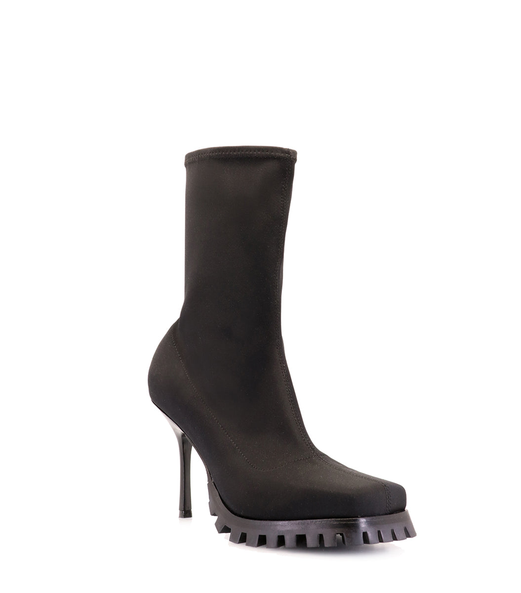 Sleek Black High-Top Booties Mullet
