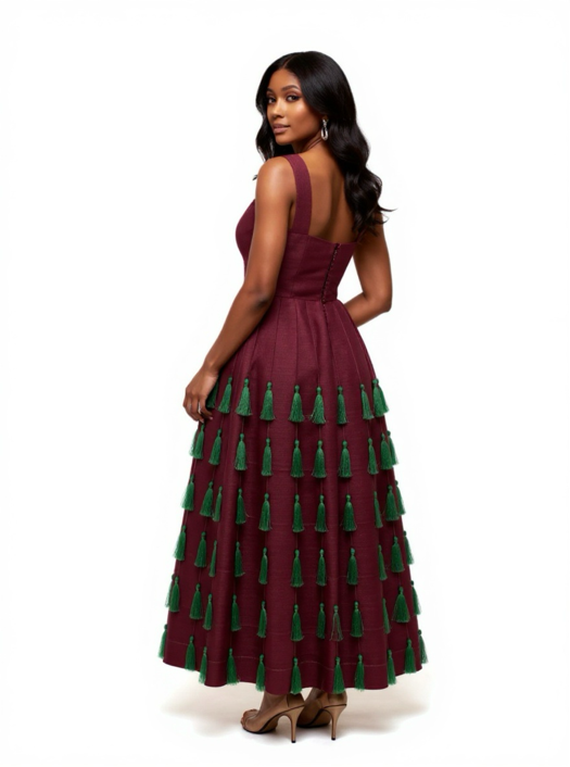 Dora Luxe Aso Oke Tassel Dress