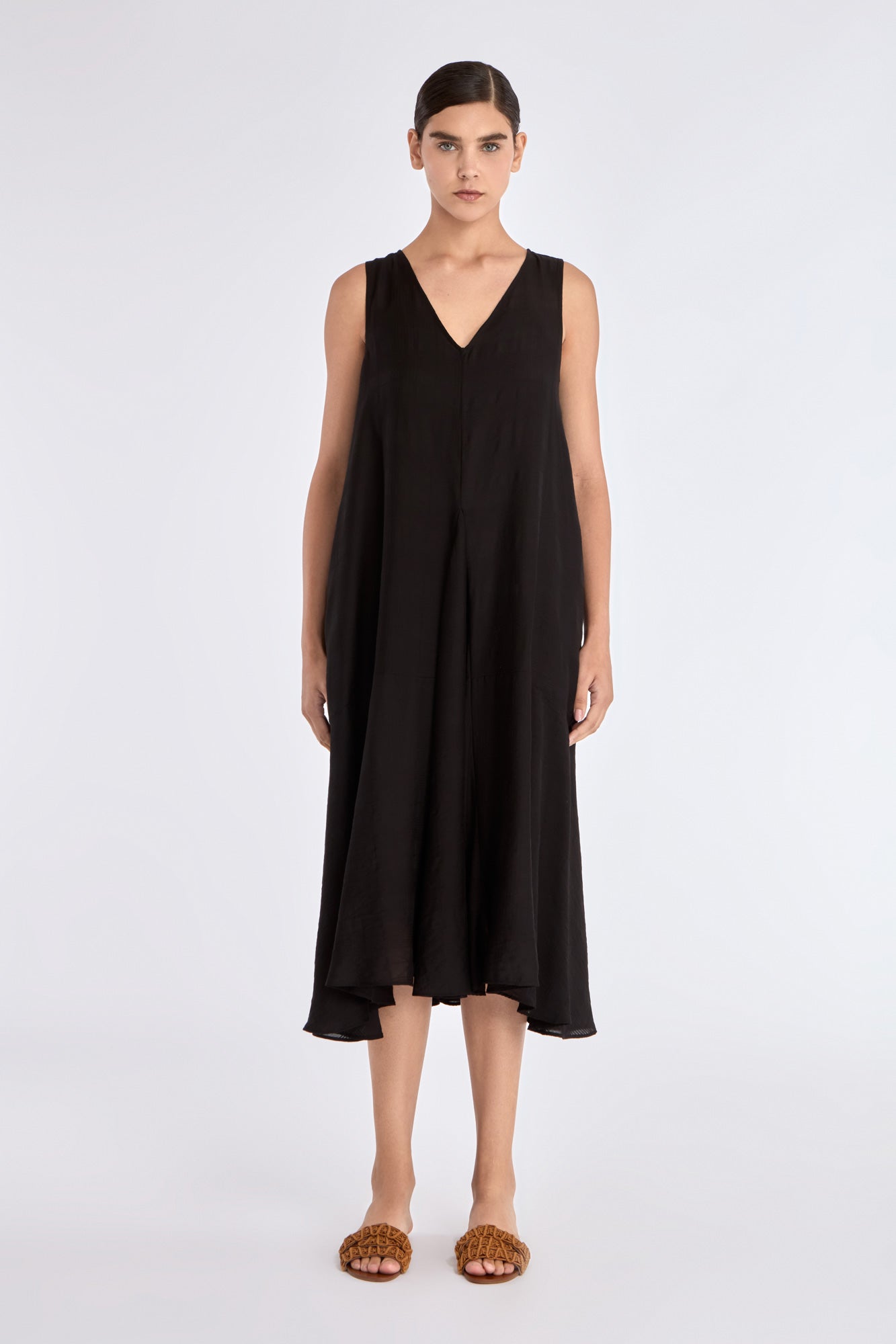 Lenox Godet Dress | Black