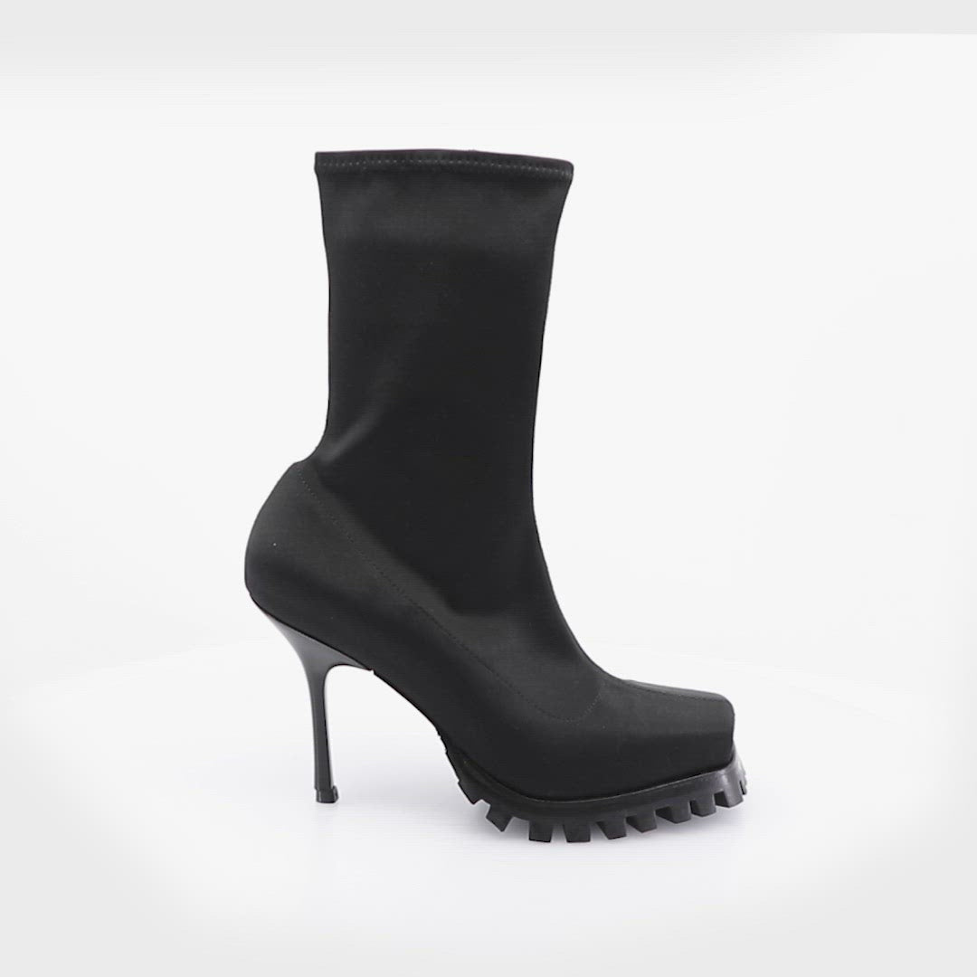 Sleek Black High-Top Booties Mullet