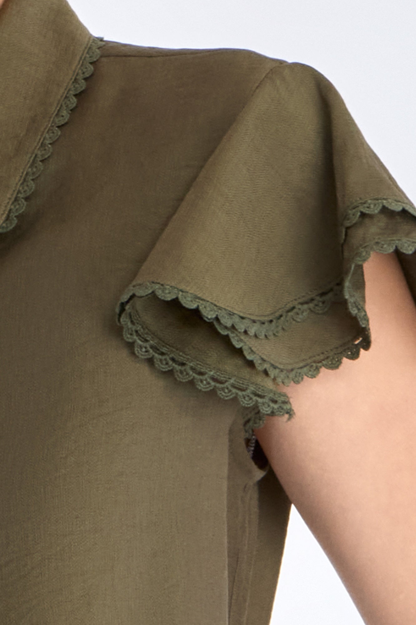 Clark Ruffle Sleeve Blouse | Olive
