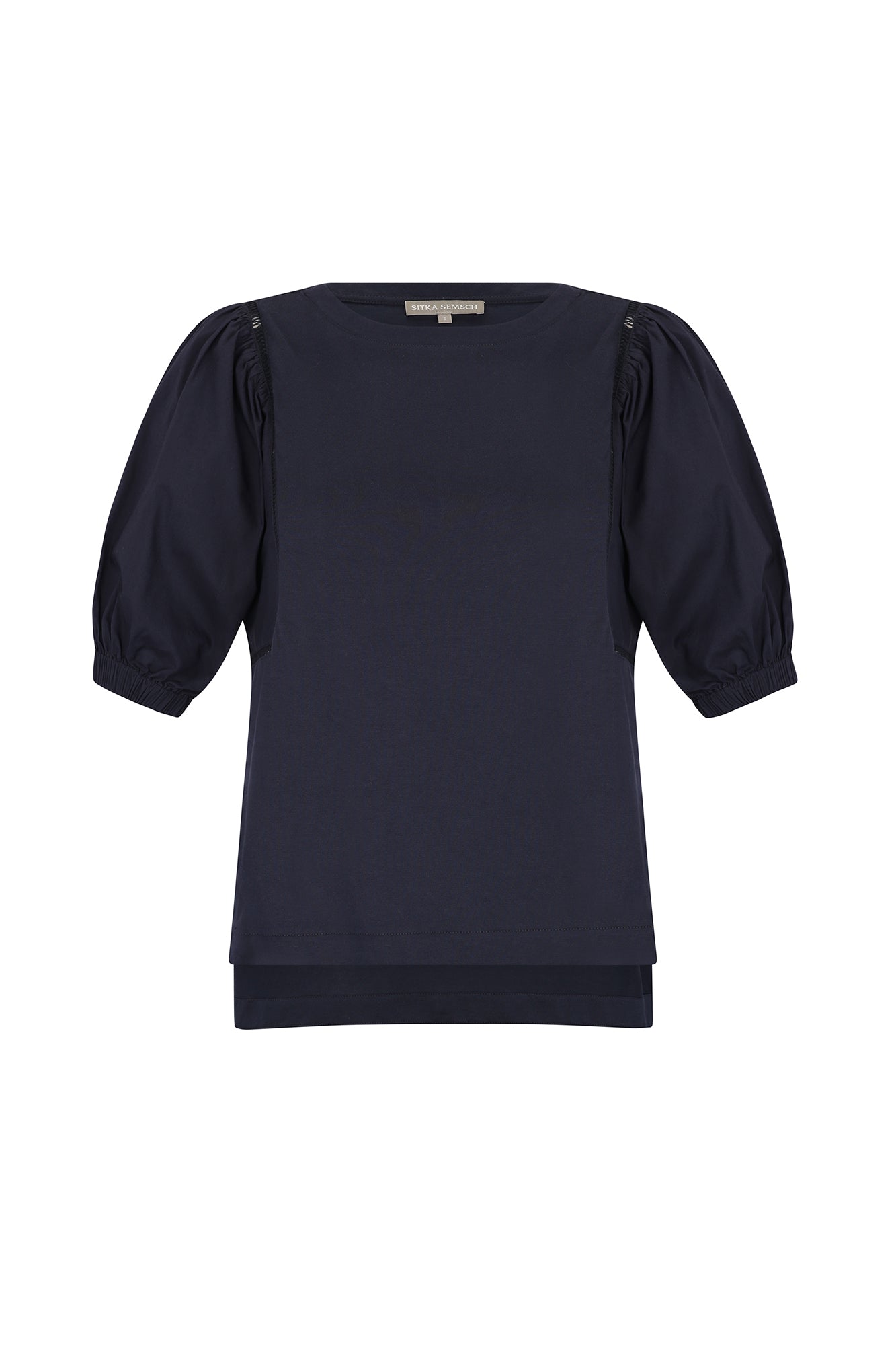 Jamie Textured Cotton Top | Navy