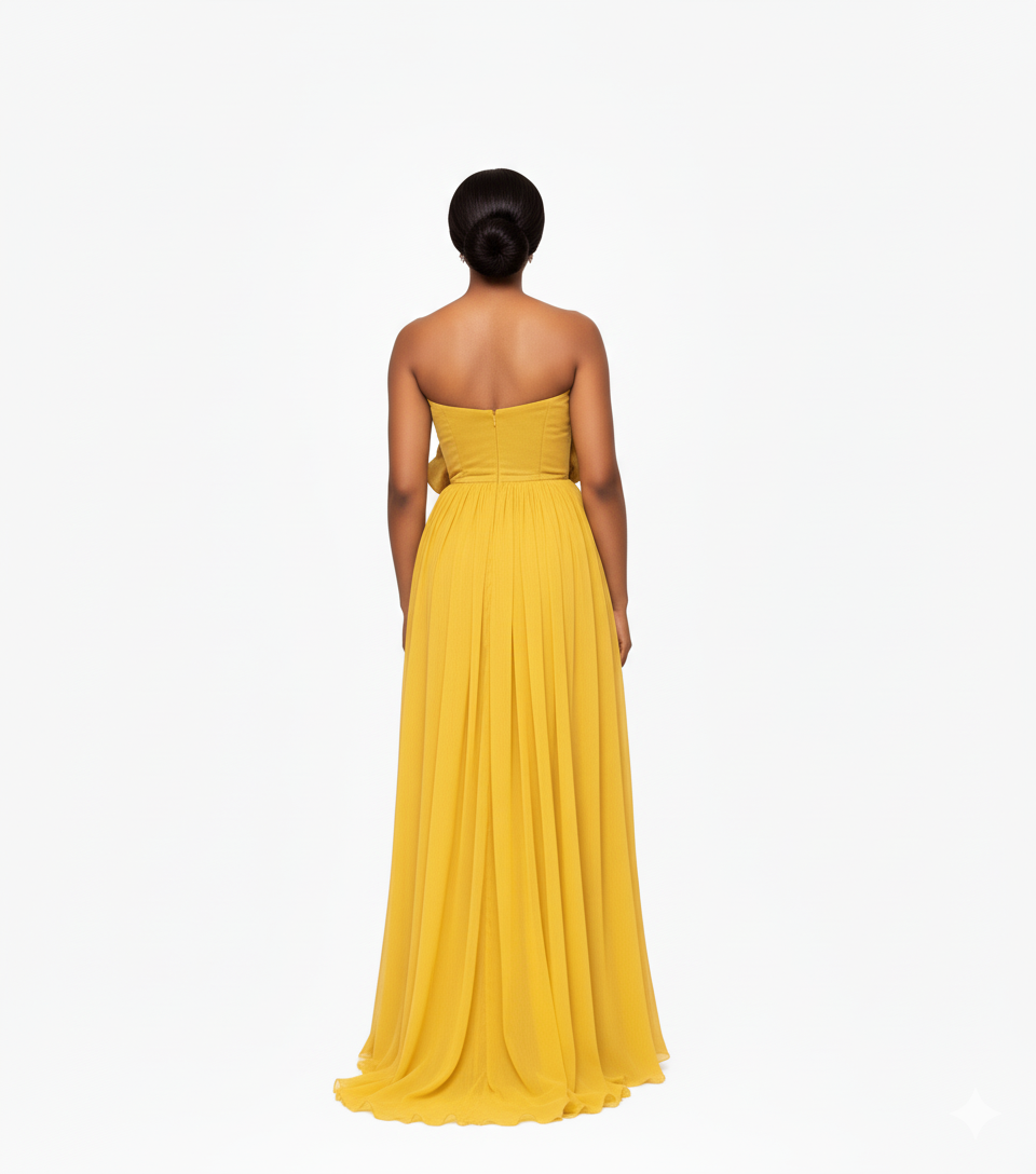 Solana Golden Ruffle Gown