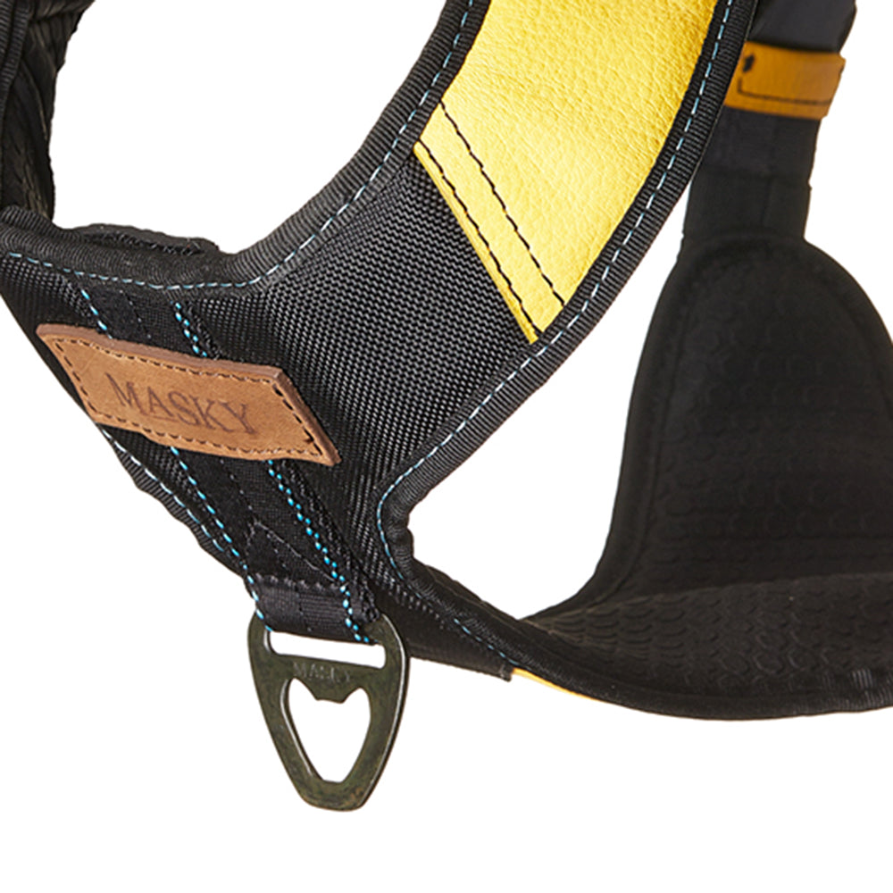 Premium Leather Easy Fit No-Pull Harness ~ Yellow & Black