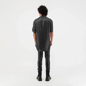 Satin Button Up Short Sleeve Shirt