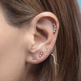 Earring Moon Flatback Stud 925 Sterling Silver