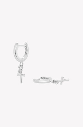 Calvary Cross Huggie Hoop Earrings