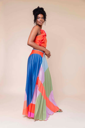 Free Pleated Satin Skirt