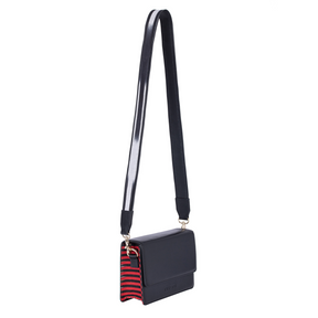 Black Leather Structured Crossbody Bag