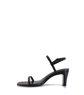 Elegant Eco-Leather Black Heel Sandals Arti