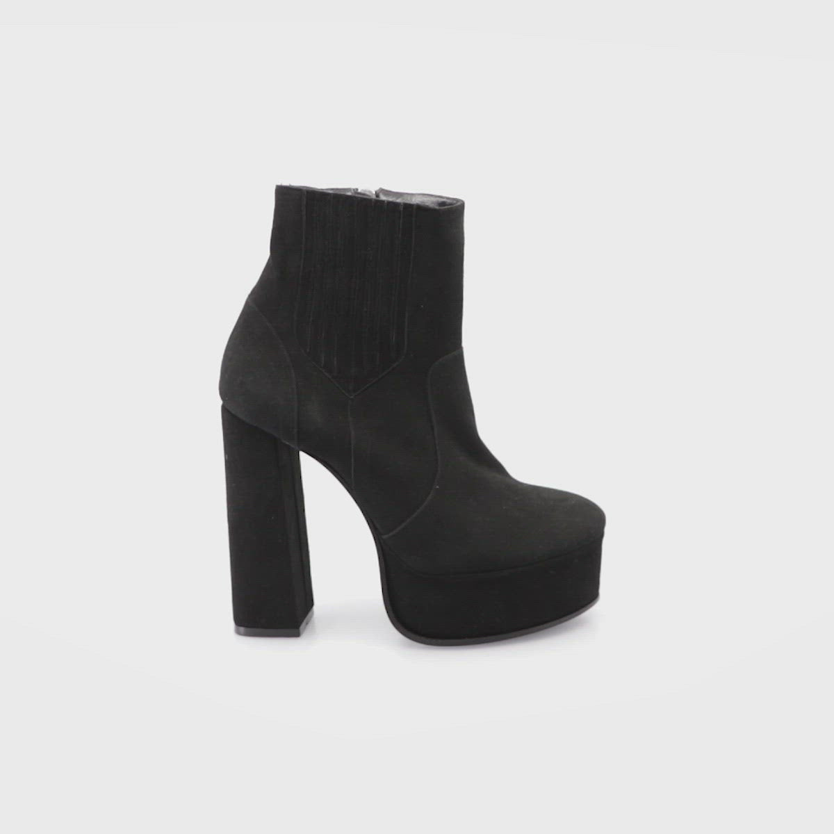 Sleek Black Suede Booties with Platform Heels Mikah