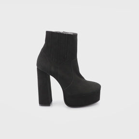 Sleek Black Suede Booties with Platform Heels Mikah